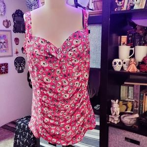 Torrid size 4 Skull Ruched Bathing Suit TOP ONLY